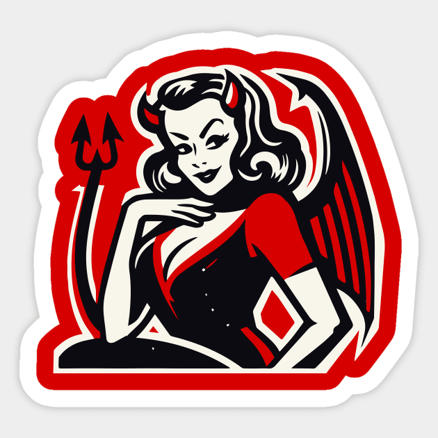 Retro Devil Girl Sticker by n23tees